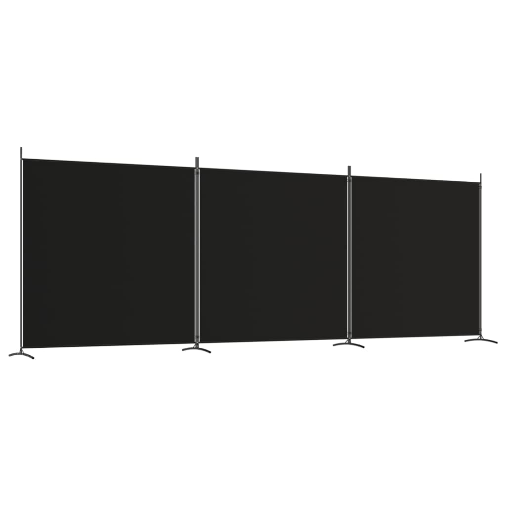 3 paneles fekete szövet térelválasztó 525x180 cm
