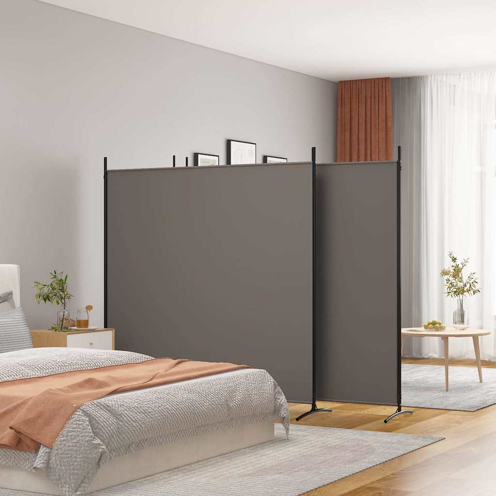 4 paneles antracitszürke szövet térelválasztó 698x180 cm