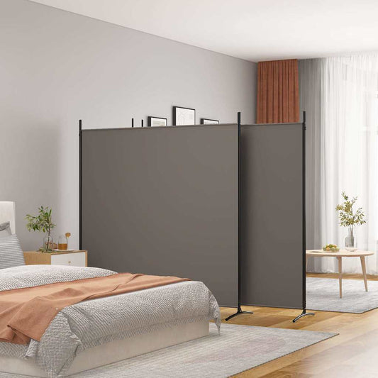 4 paneles antracitszürke szövet térelválasztó 698x180 cm