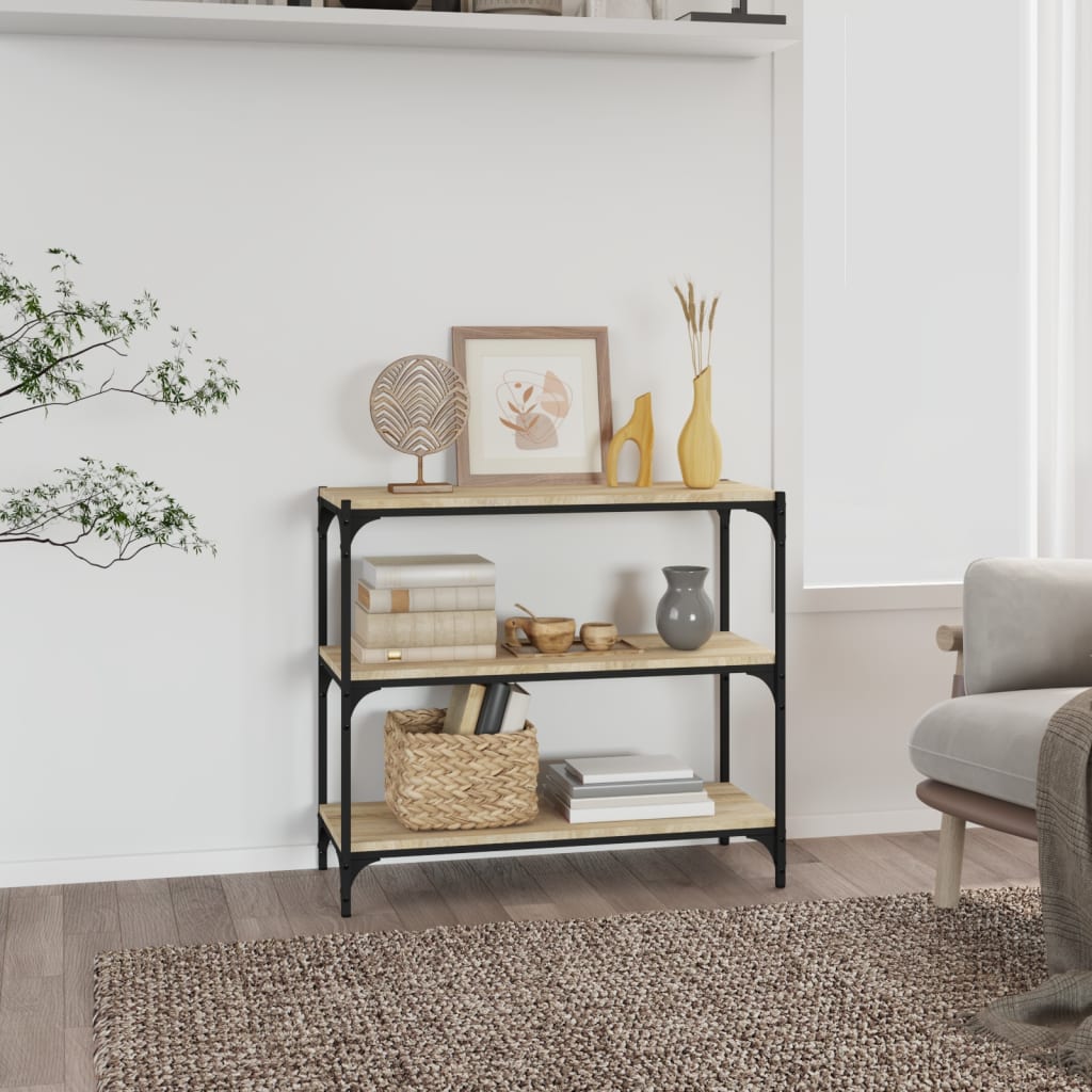 sonoma tölgy szerelt fa és acél könyvszekrény 80 x 33 x 70,5 cm