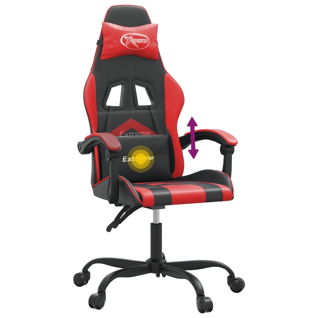 fekete és piros műbőr forgó játékszék
