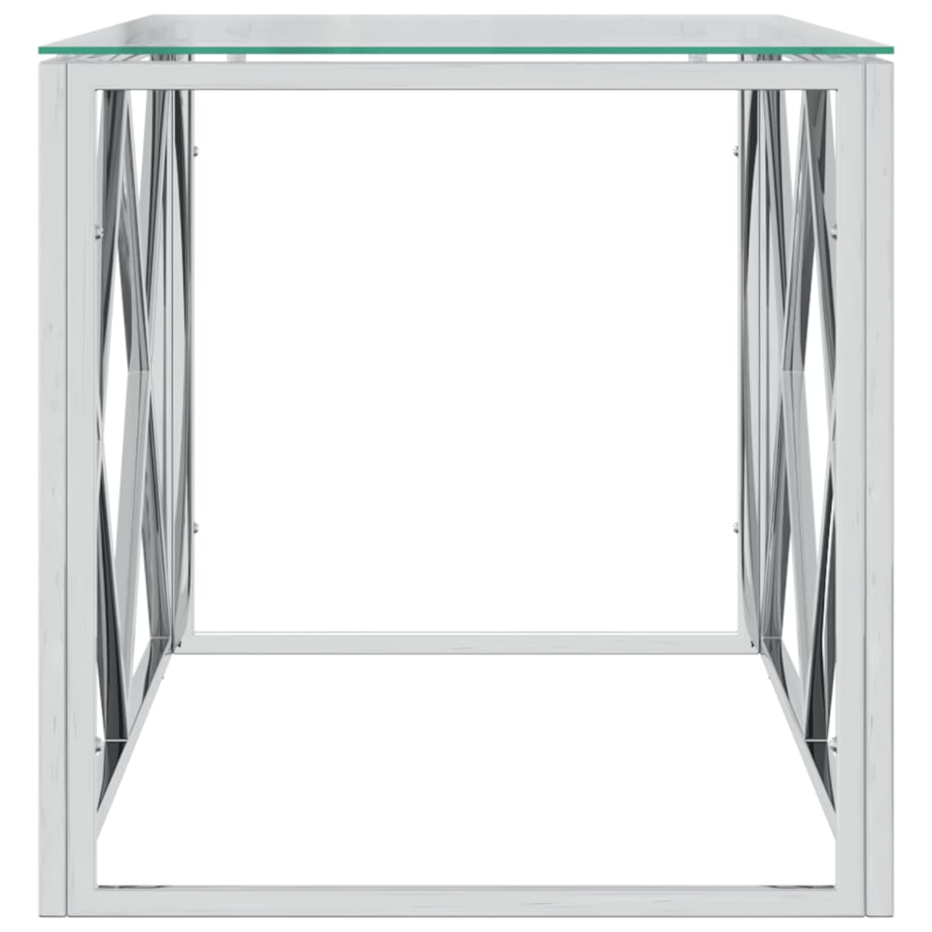 üveg és rozsdamentes acél dohányzóasztal 110x45x45 cm