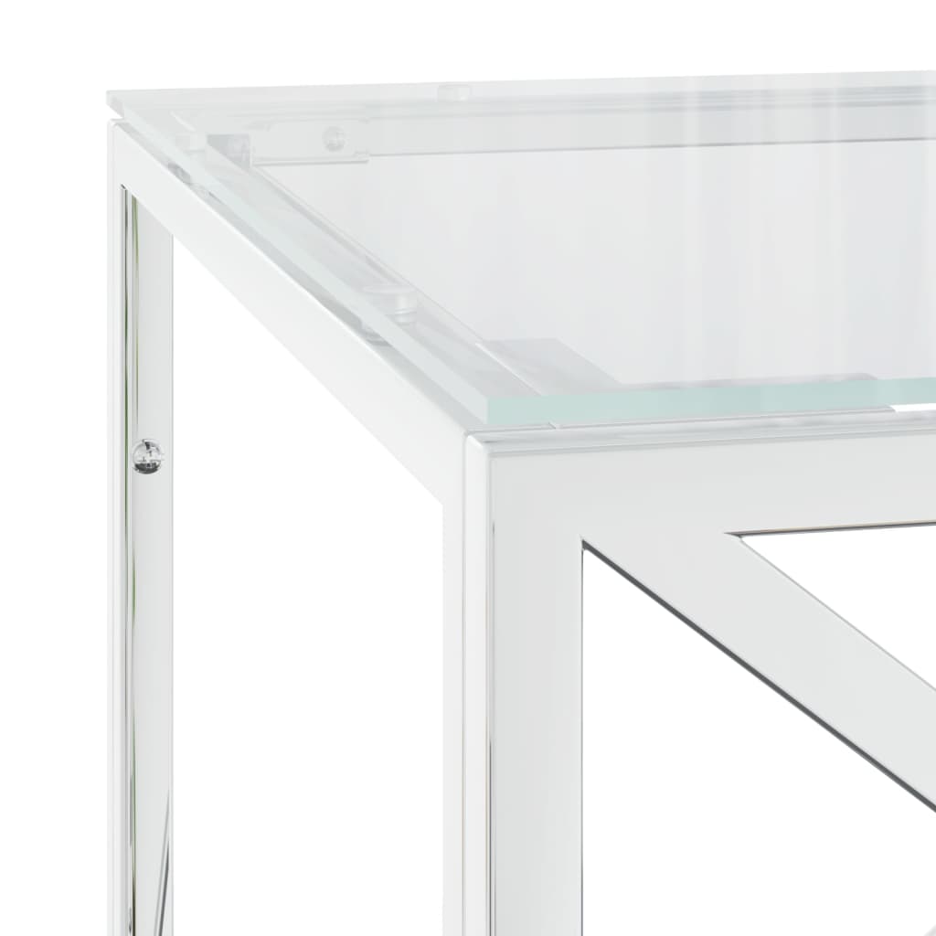 üveg és rozsdamentes acél dohányzóasztal 110x45x45 cm