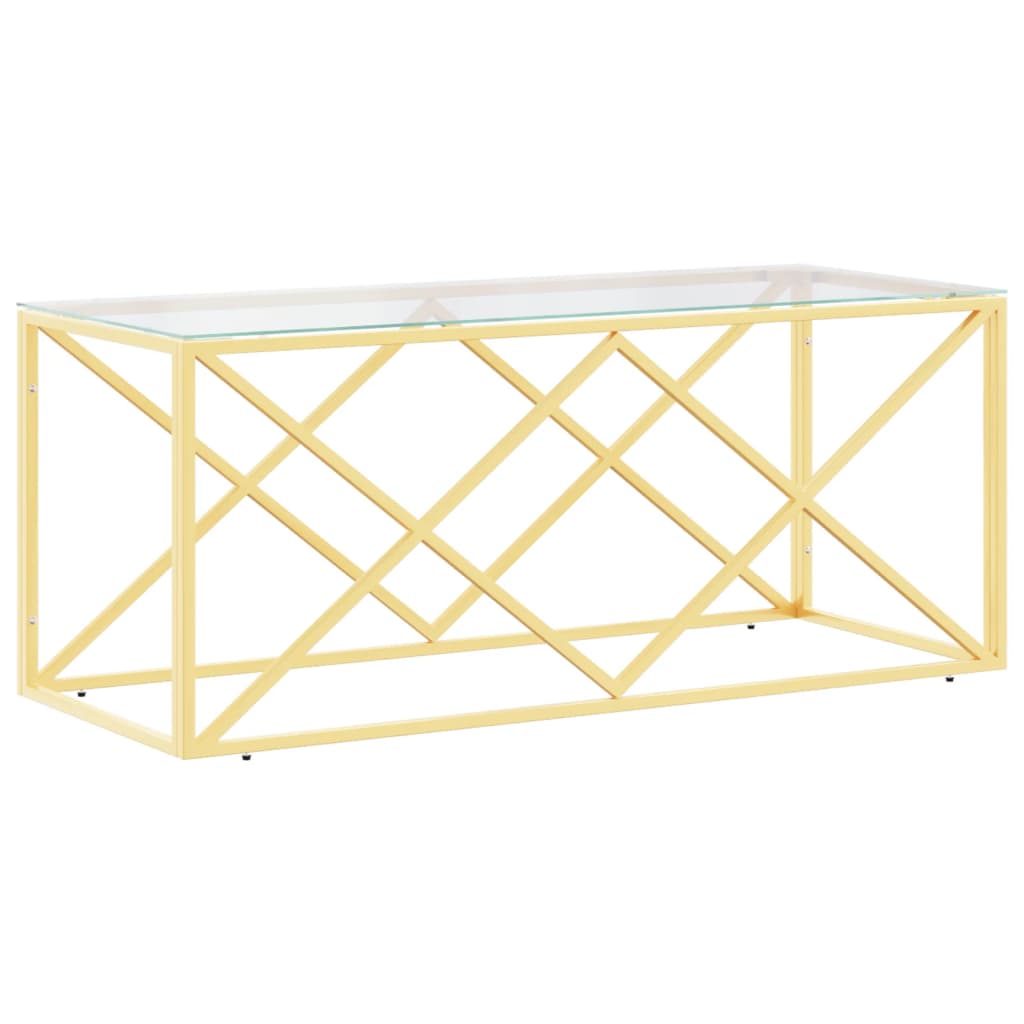 üveg és rozsdamentes acél dohányzóasztal 110x45x45 cm