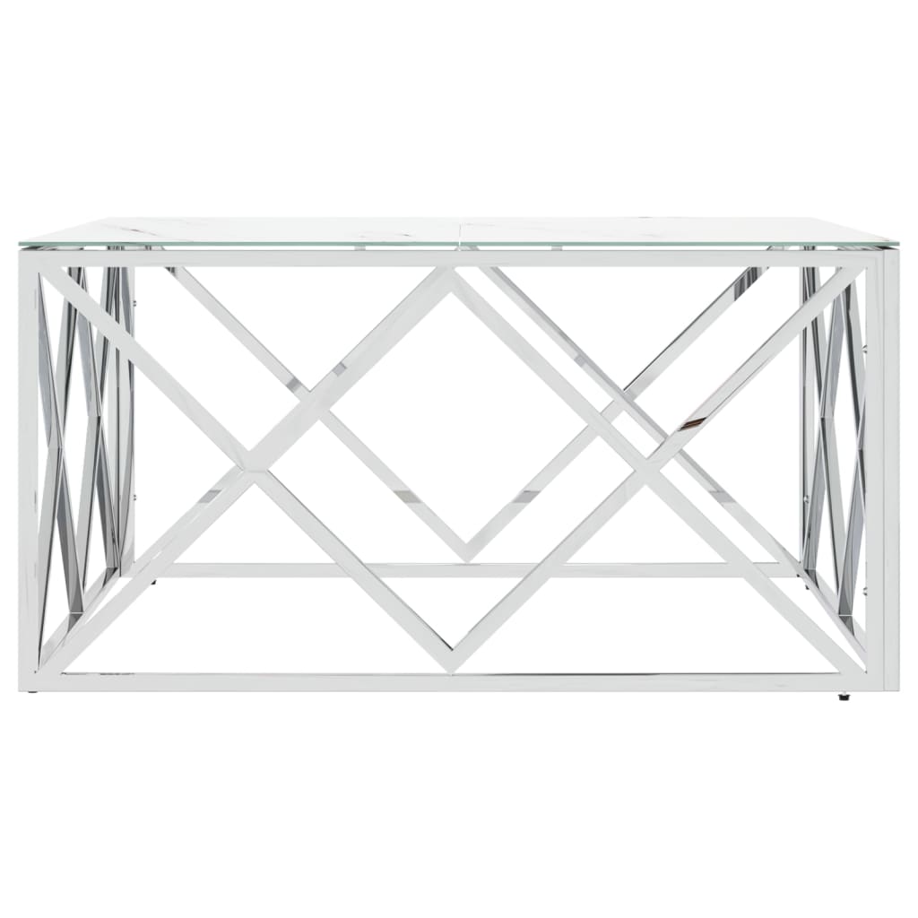 ezüstszínű üveg és rozsdamentes acél dohányzóasztal 80x80x40 cm