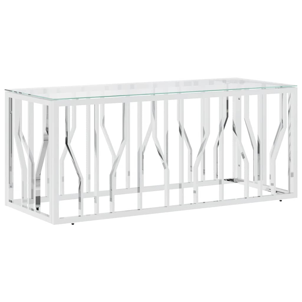 üveg és rozsdamentes acél dohányzóasztal 110x45x45 cm