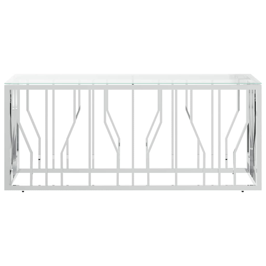 üveg és rozsdamentes acél dohányzóasztal 110x45x45 cm