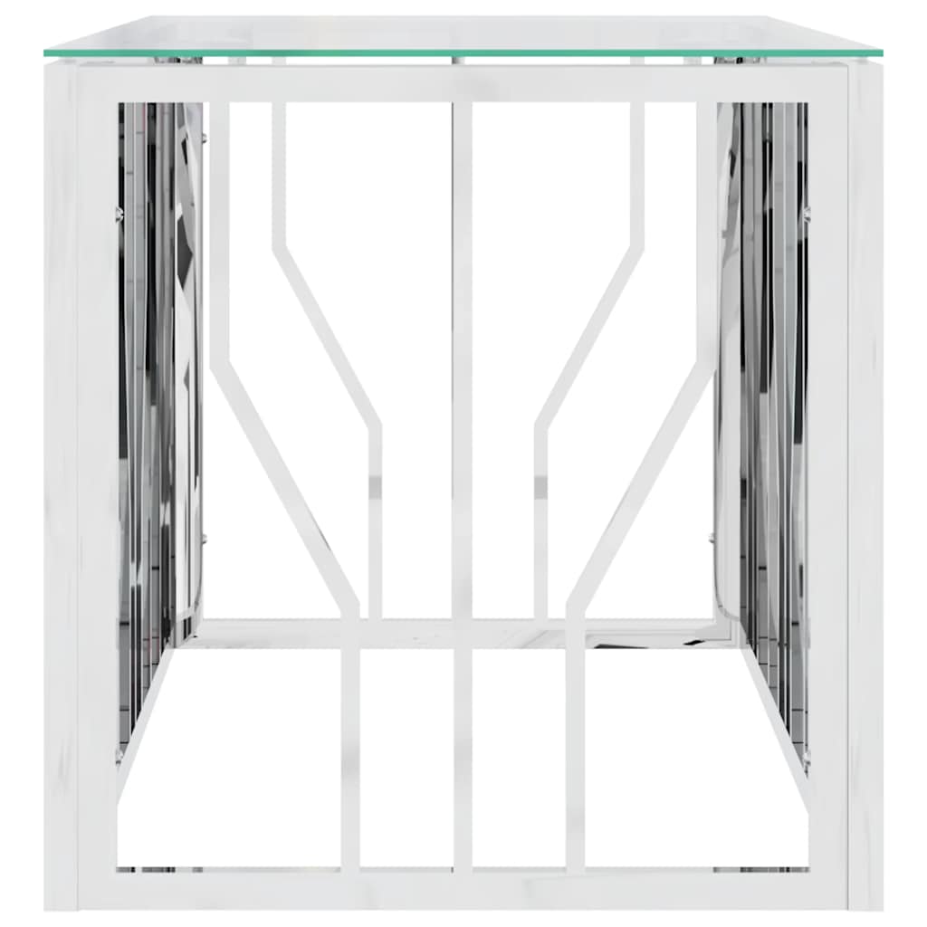 üveg és rozsdamentes acél dohányzóasztal 110x45x45 cm