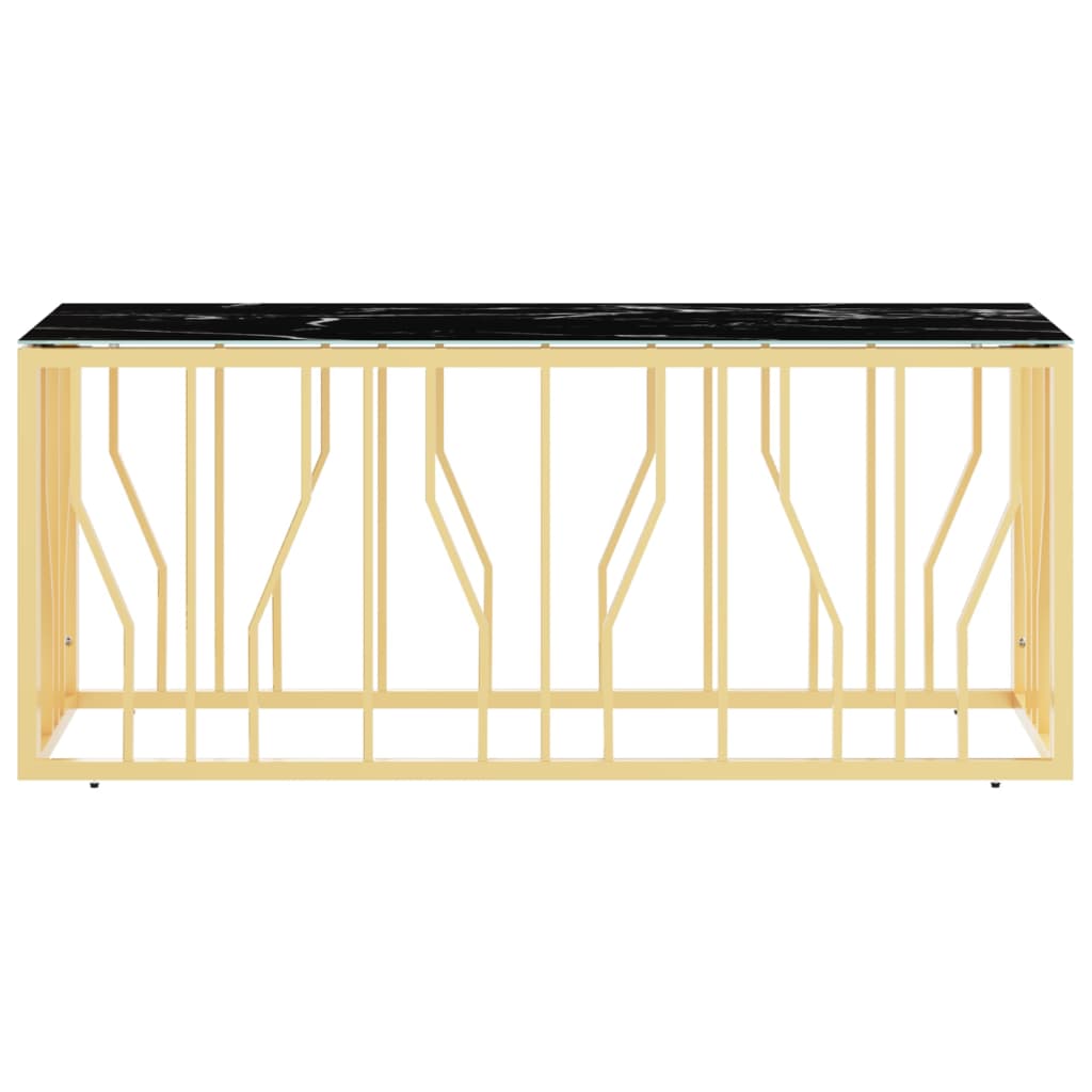 aranyszínű üveg és rozsdamentes acél dohányzóasztal 110x45x45cm