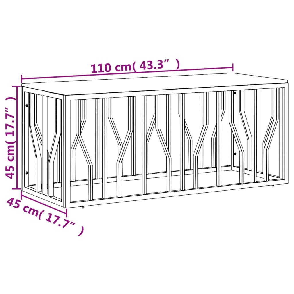 ezüstszínű rozsdamentes acél és tömör akácfa dohányzóasztal
