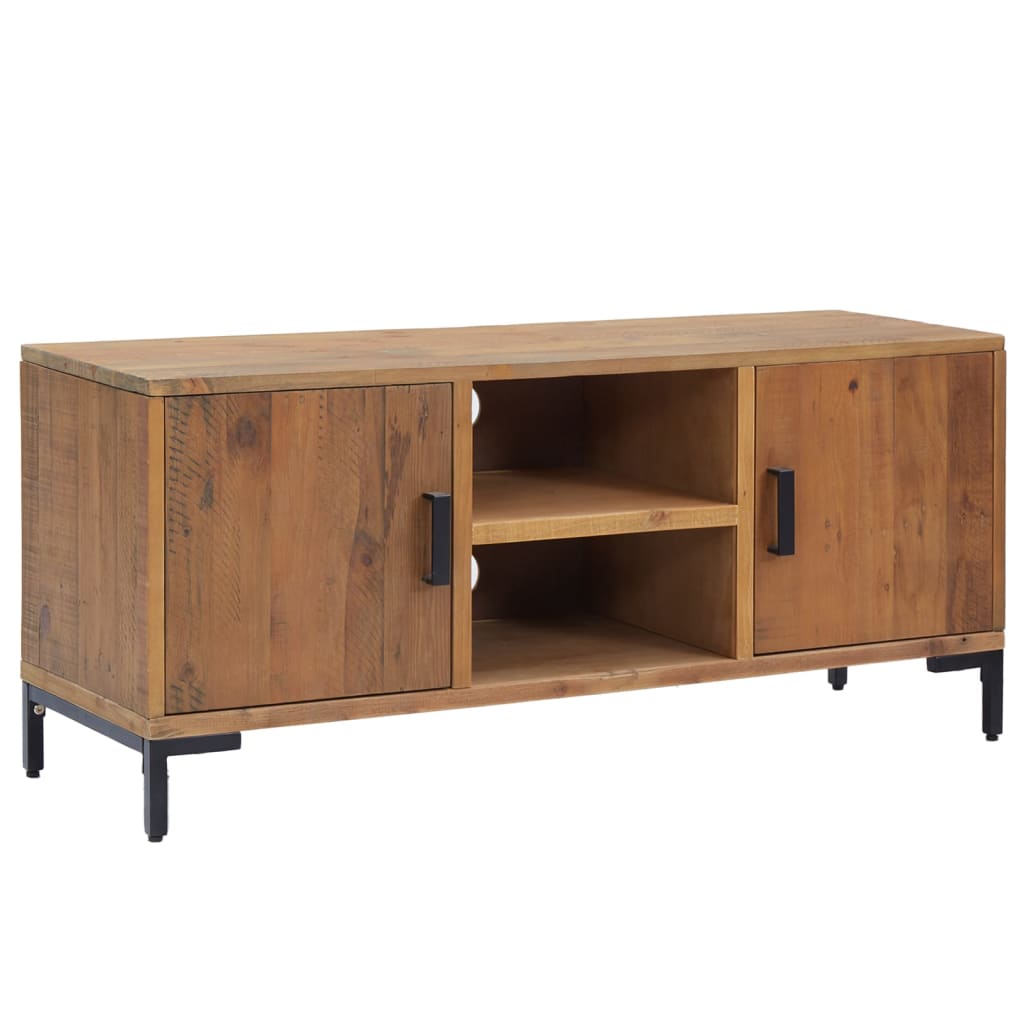 barna tömör újrahasznosított fenyőfa TV-szekrény 110x35x48 cm