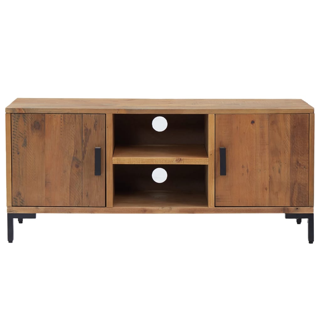 barna tömör újrahasznosított fenyőfa TV-szekrény 110x35x48 cm