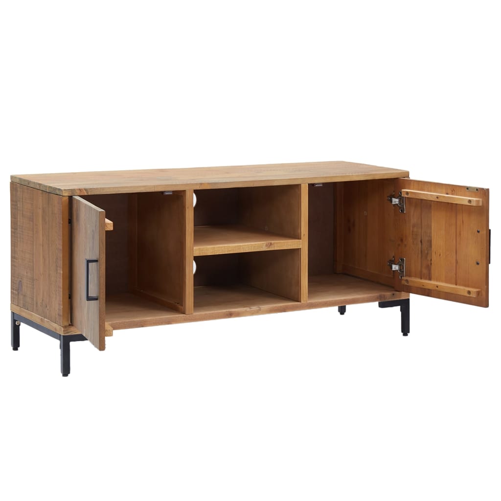 barna tömör újrahasznosított fenyőfa TV-szekrény 110x35x48 cm
