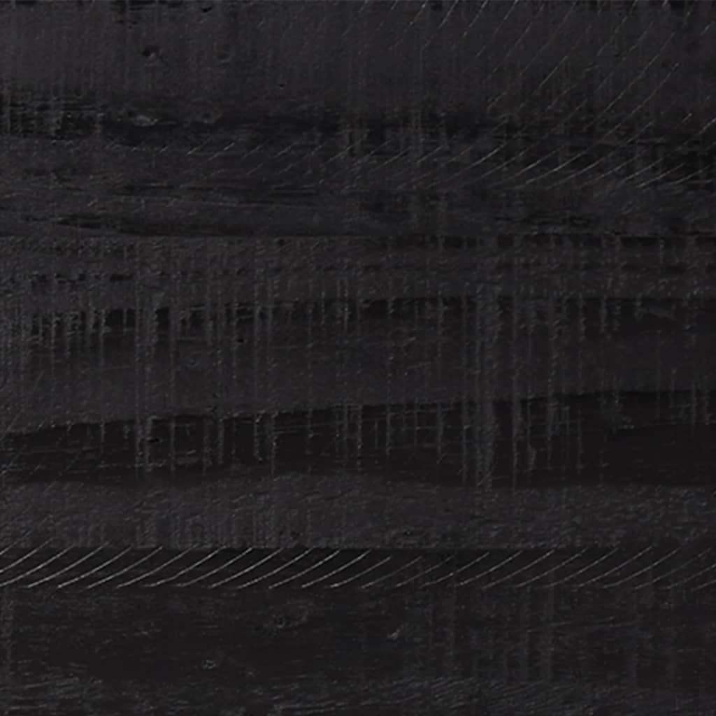 fekete tömör újrahasznosított fenyő tálalószekrény 110x35x70cm