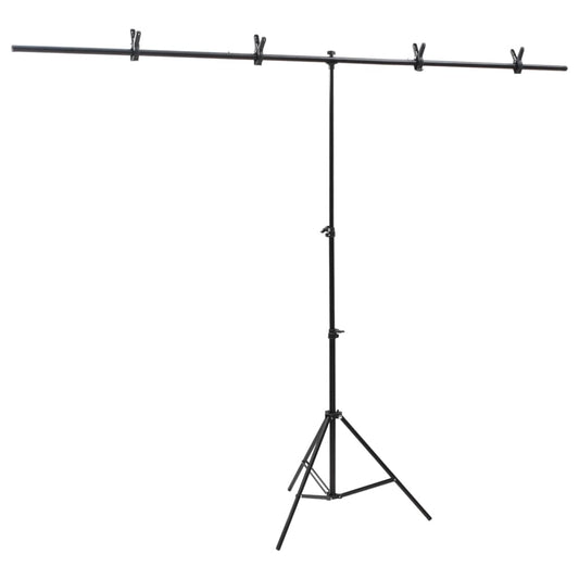 fekete háttér állvány T-alakú 201x60x(70-200) cm