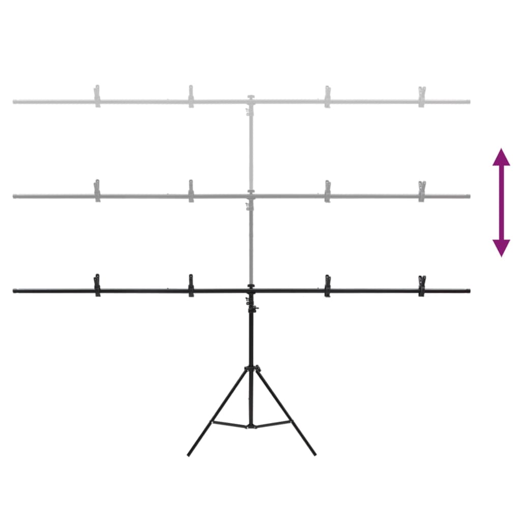 fekete háttér állvány T-alakú 201x60x(70-200) cm