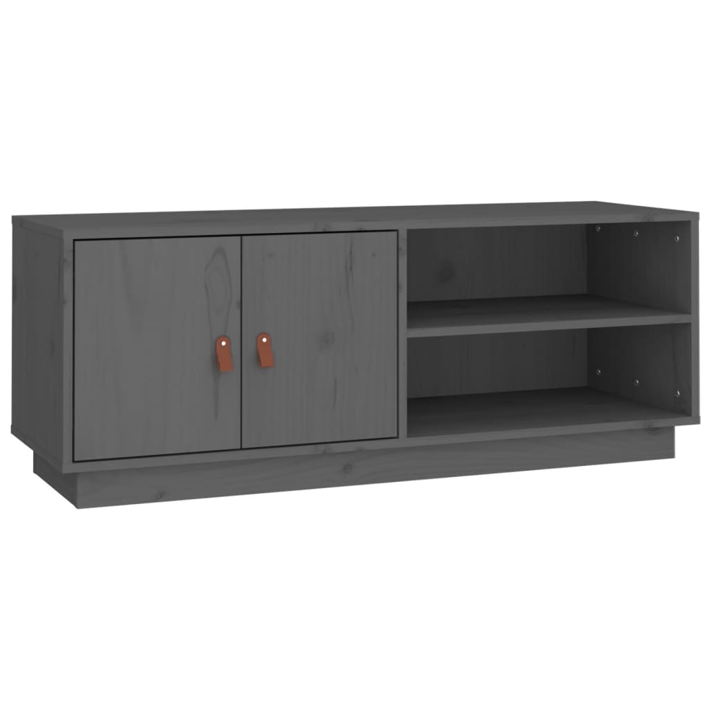szürke tömör fenyőfa TV-szekrény 105x34x40 cm