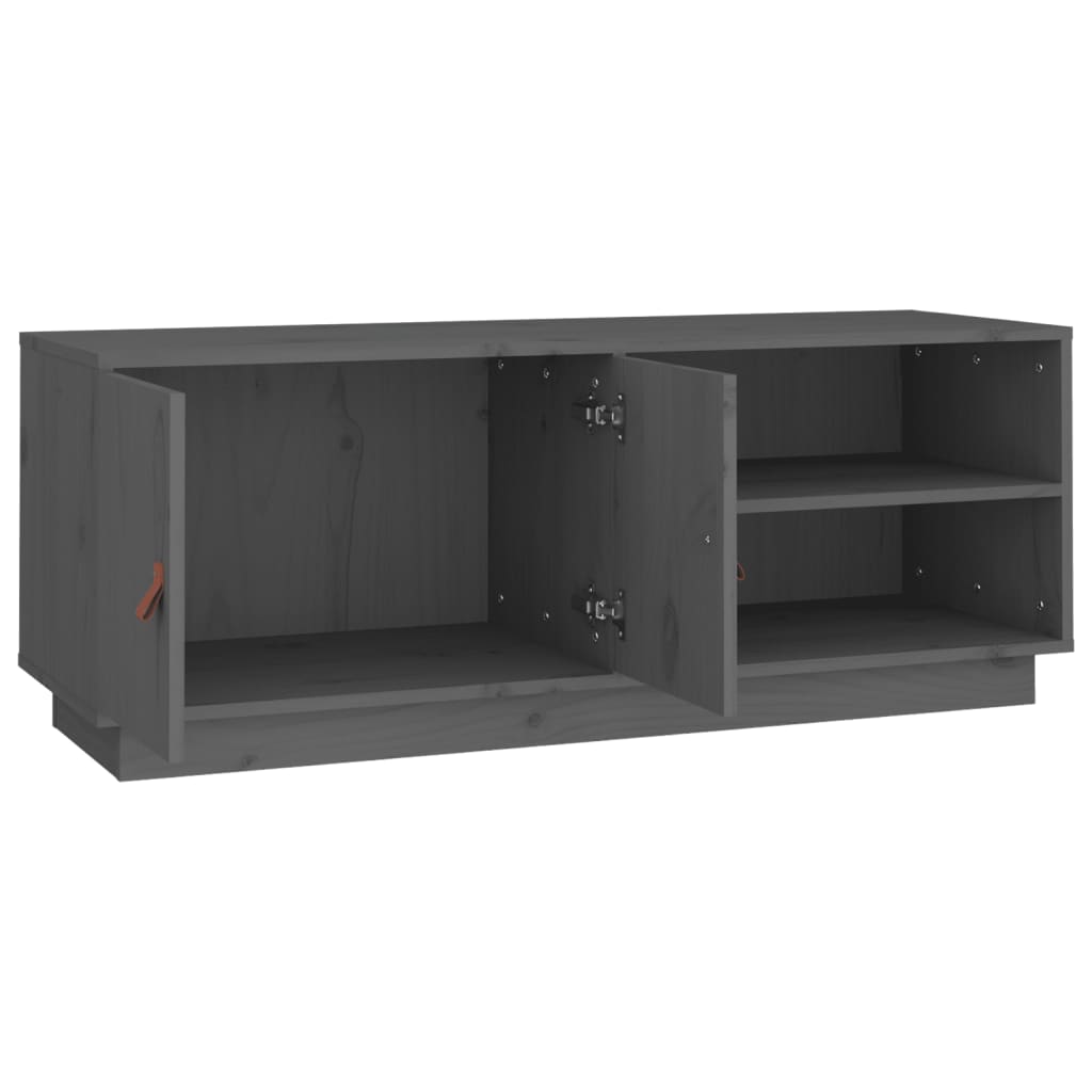 szürke tömör fenyőfa TV-szekrény 105x34x40 cm