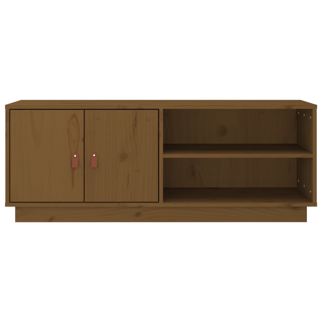 mézbarna tömör fenyőfa TV-szekrény 105 x 34 x 40 cm
