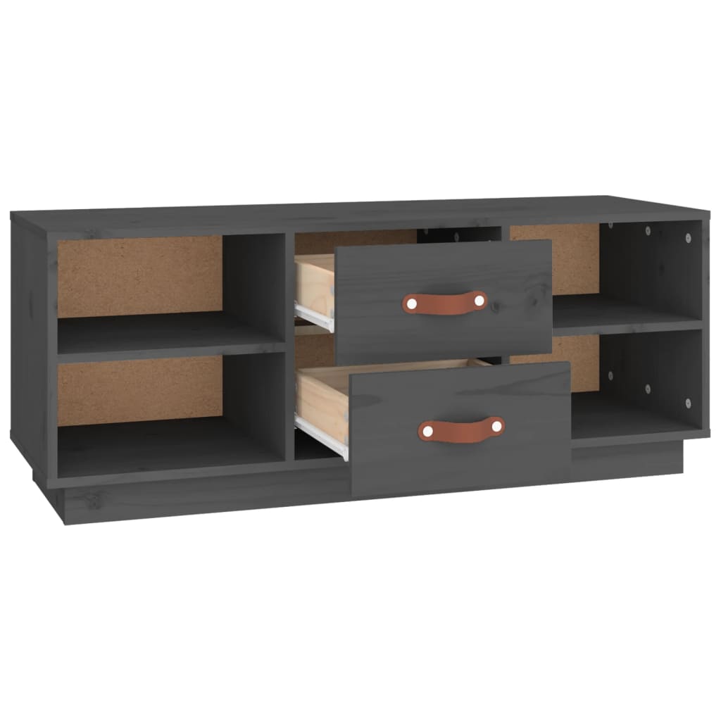 szürke tömör fenyőfa TV-szekrény 100x34x40 cm