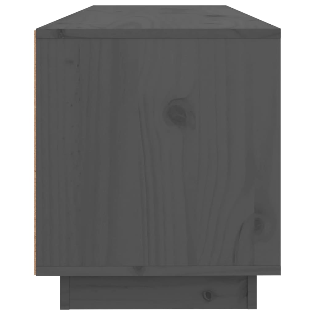 szürke tömör fenyőfa TV-szekrény 100x34x40 cm