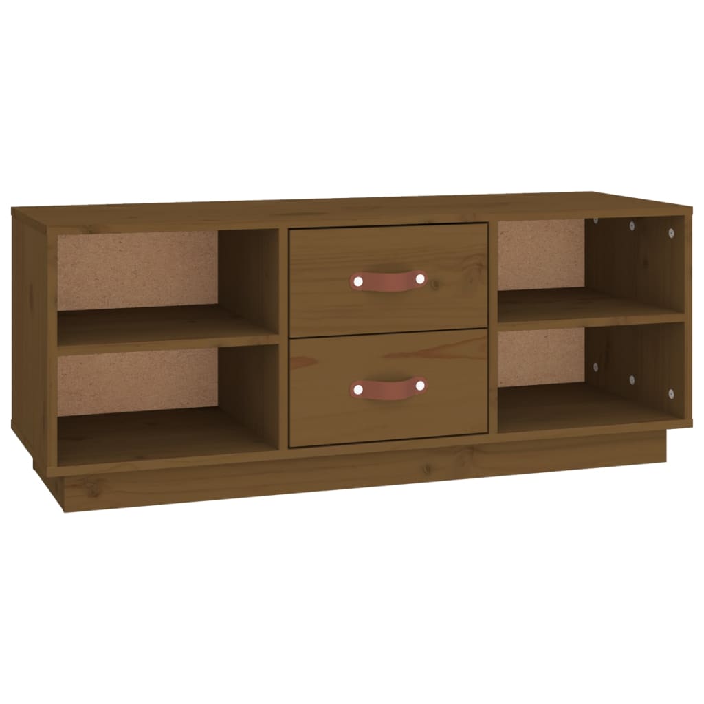 mézbarna tömör fenyőfa TV-szekrény 100x34x40 cm