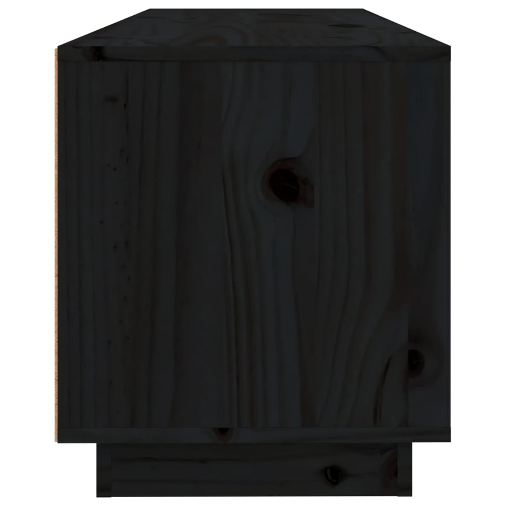 fekete tömör fenyőfa TV-szekrény 100x34x40 cm