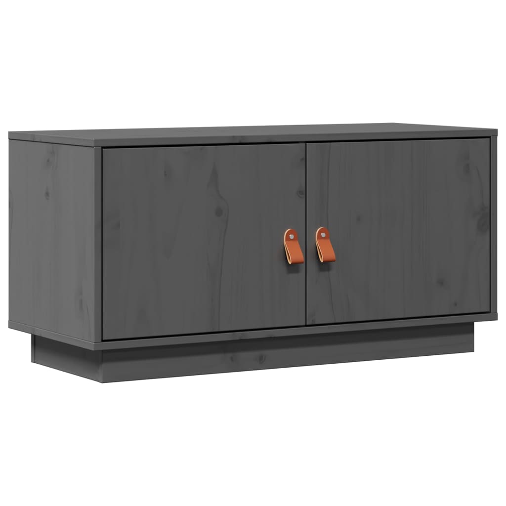 szürke tömör fenyőfa TV-szekrény 80x34x40 cm