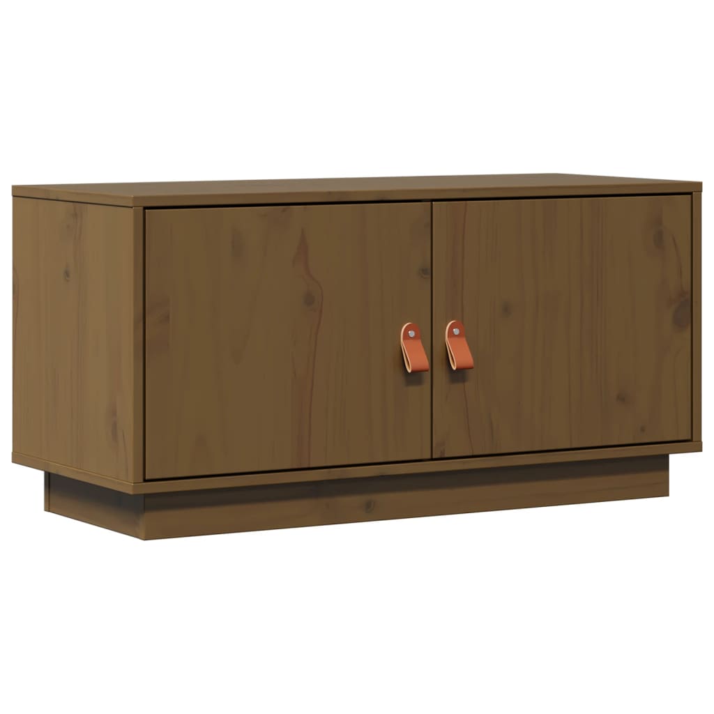 mézbarna tömör fenyőfa TV-szekrény 80x34x40 cm