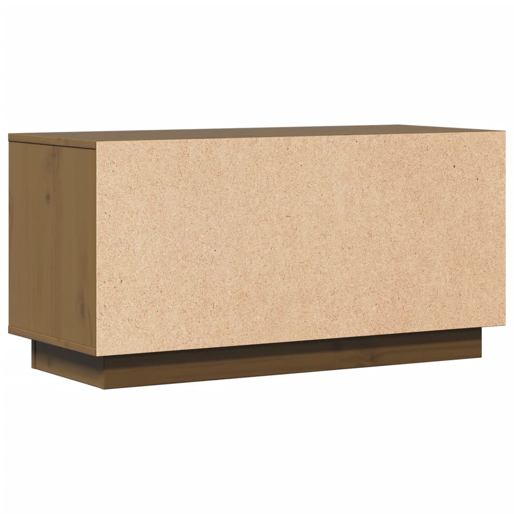 mézbarna tömör fenyőfa TV-szekrény 80x34x40 cm