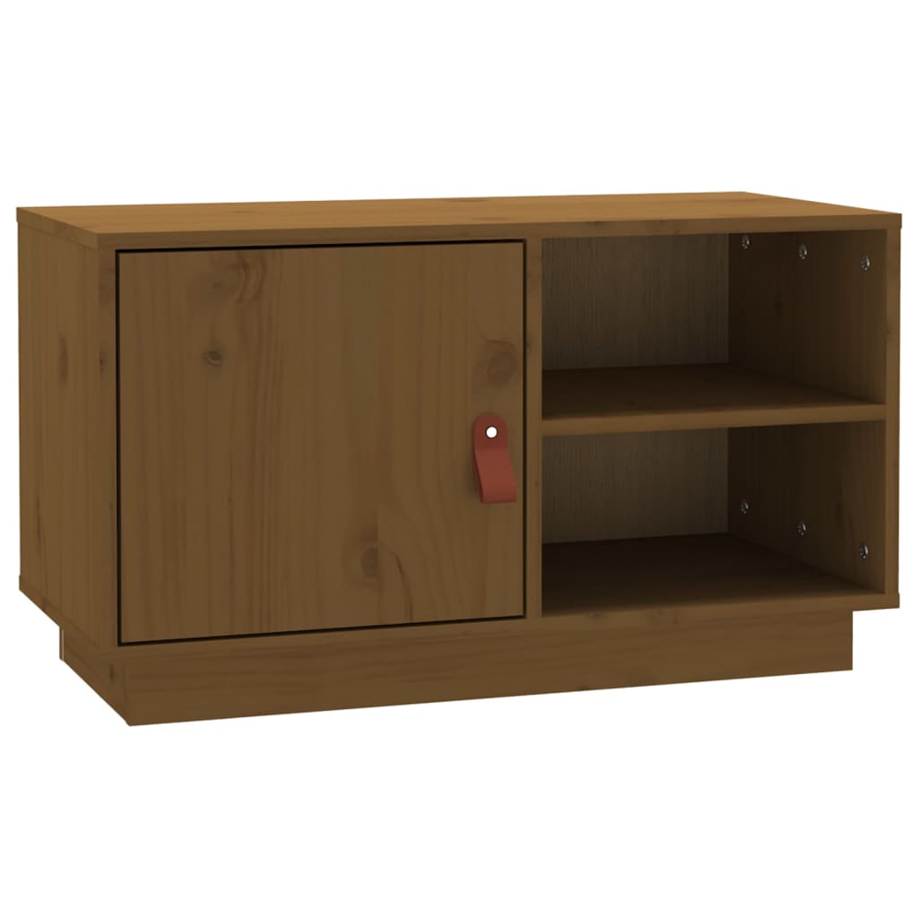 mézbarna tömör fenyőfa TV-szekrény 70 x 34 x 40 cm