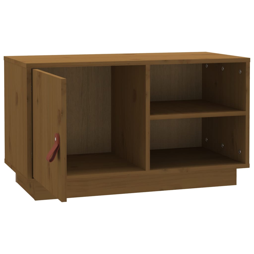 mézbarna tömör fenyőfa TV-szekrény 70 x 34 x 40 cm