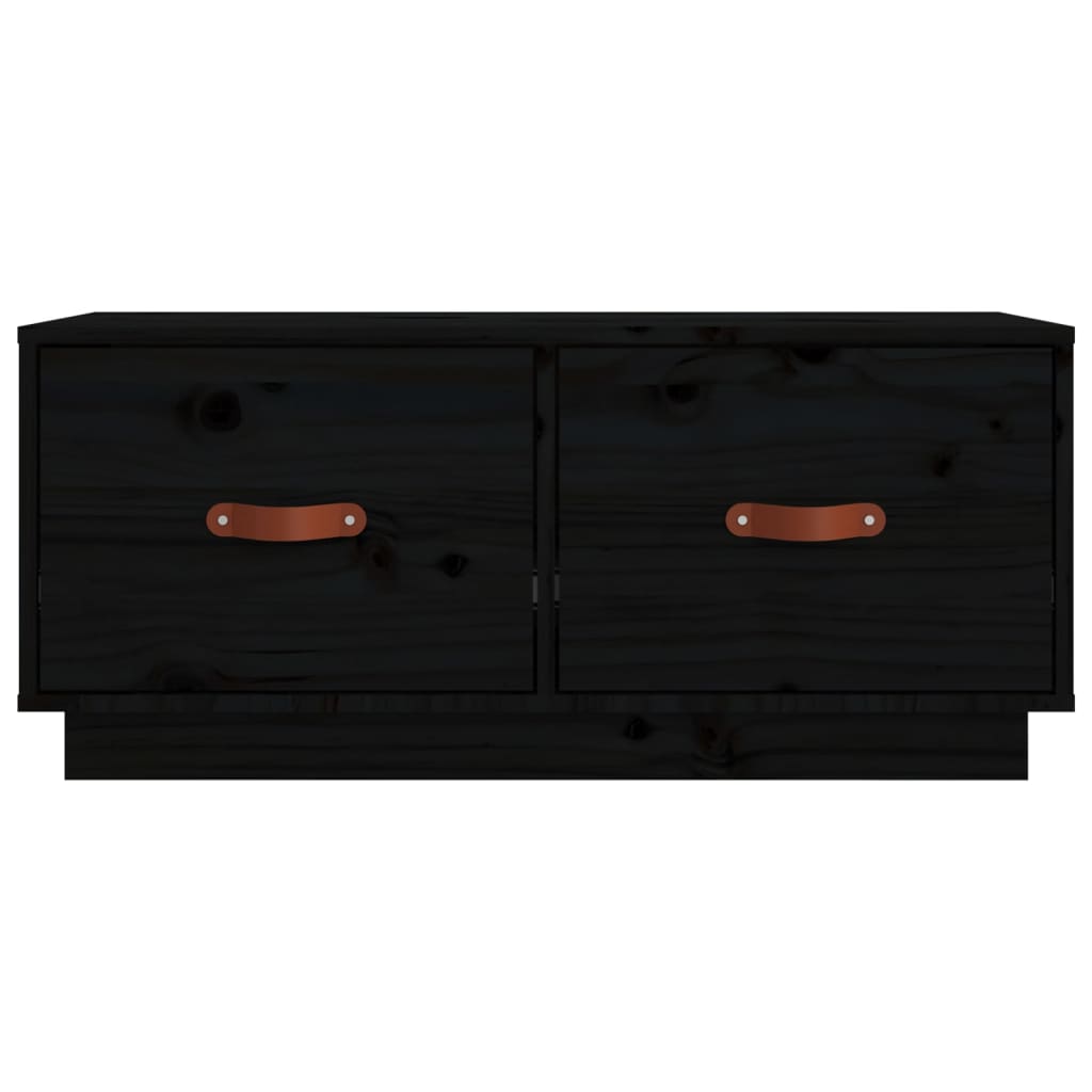 fekete tömör fenyőfa TV-szekrény 80 x 34 x 35 cm