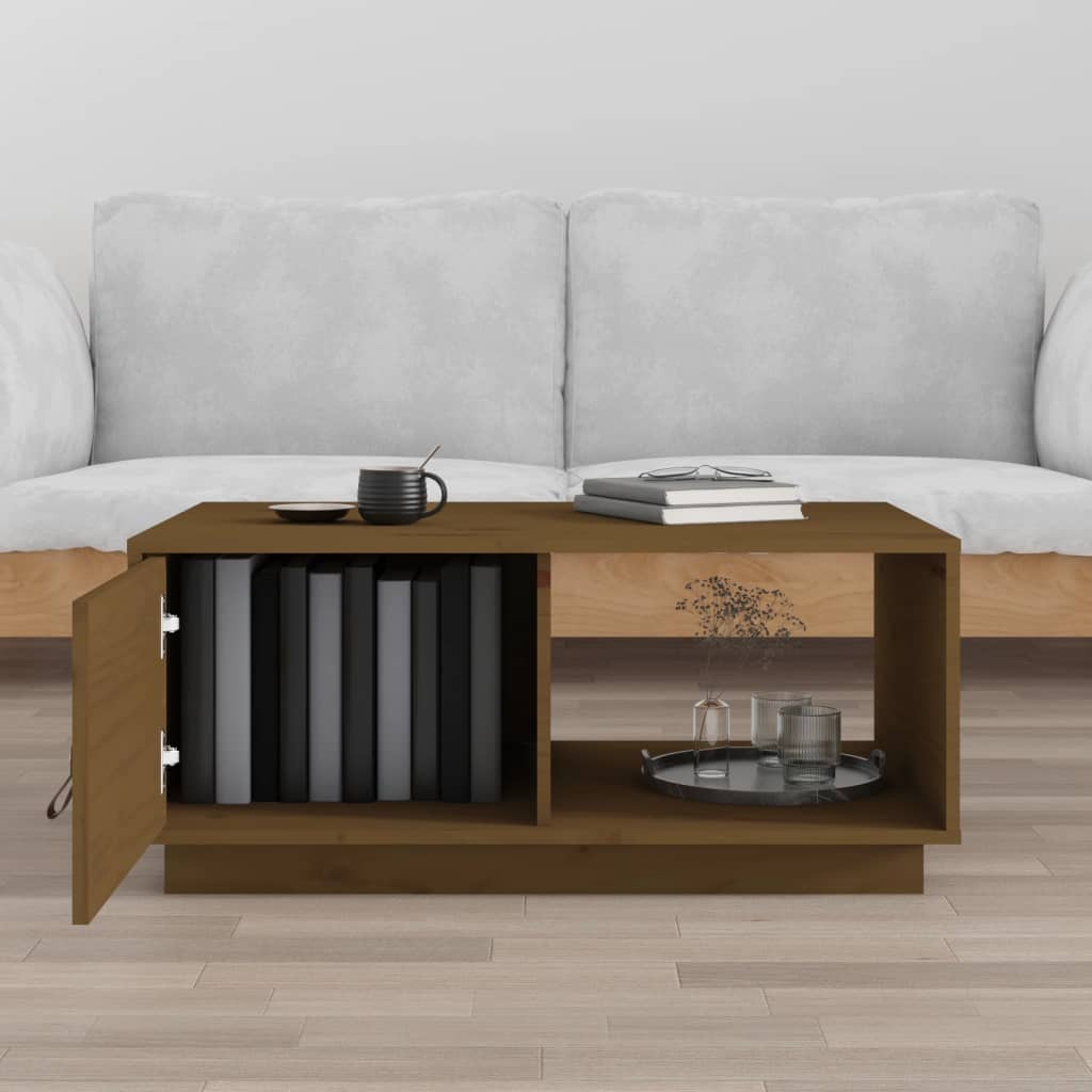 mézbarna tömör fenyőfa dohányzóasztal 80x50x35,5 cm