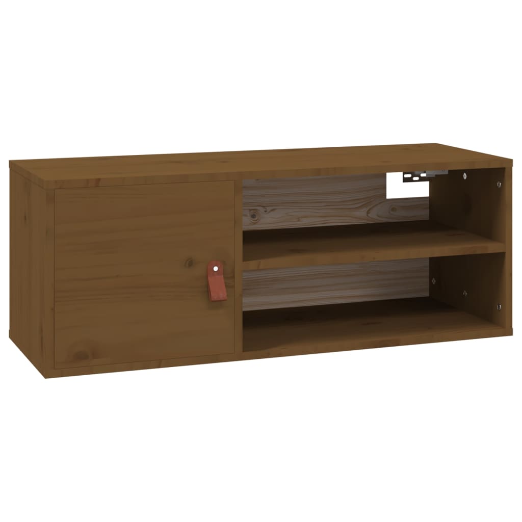 mézbarna tömör fenyőfa faliszekrény 80 x 30 x 30 cm