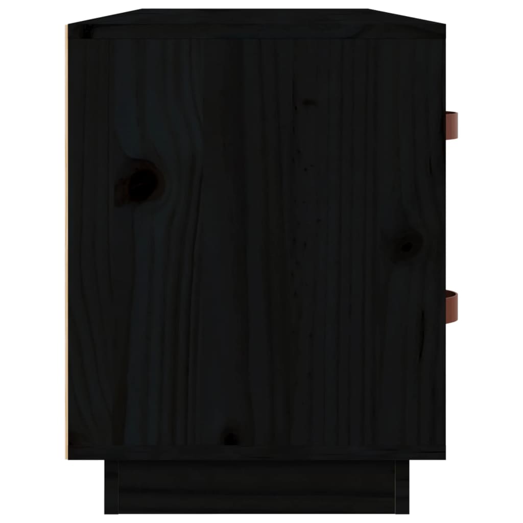 fekete tömör fenyőfa cipőtároló pad 100 x 34 x 45 cm