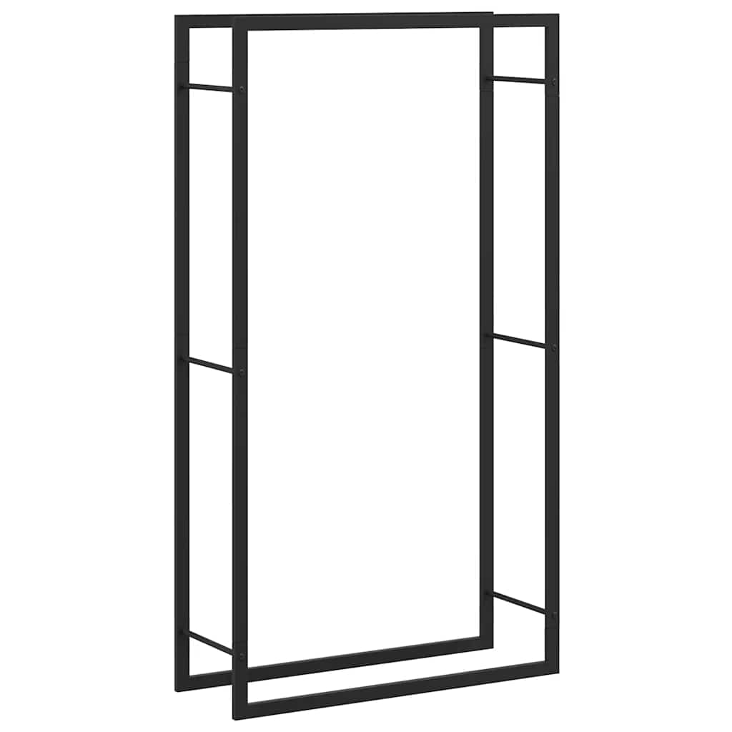 matt fekete acél tűzifatartó 80x28x154 cm