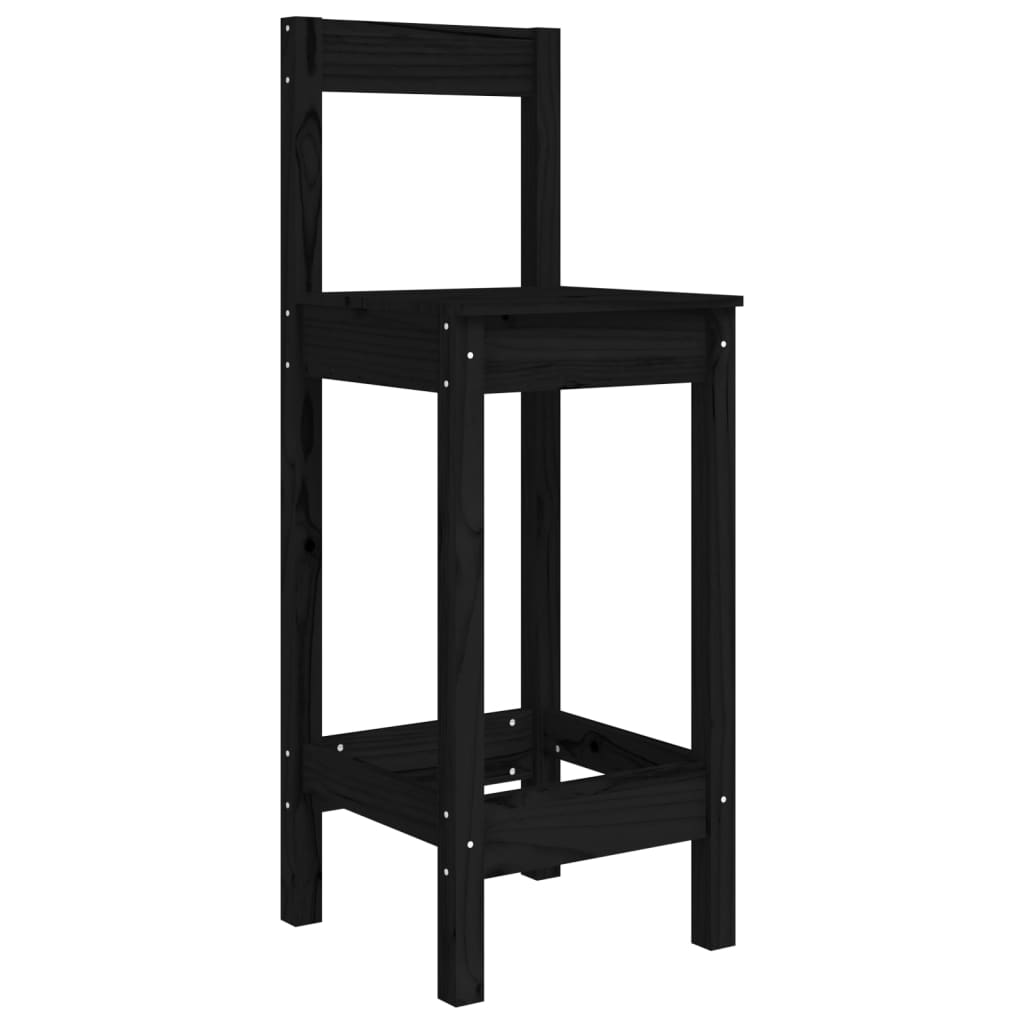 2 db fekete tömör fenyőfa bárszék 40 x 41,5 x 112 cm