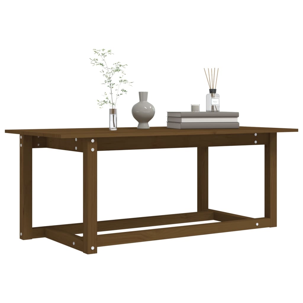 mézbarna tömör fenyőfa dohányzóasztal 110 x 55 x 45 cm