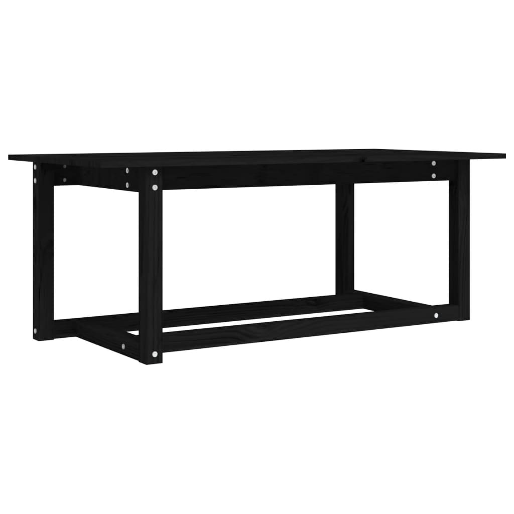 fekete tömör fenyőfa dohányzóasztal 110 x 55 x 45 cm