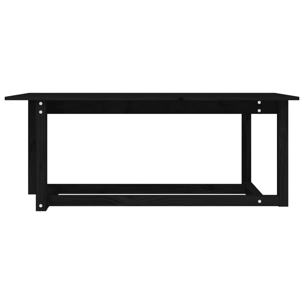 fekete tömör fenyőfa dohányzóasztal 110 x 55 x 45 cm