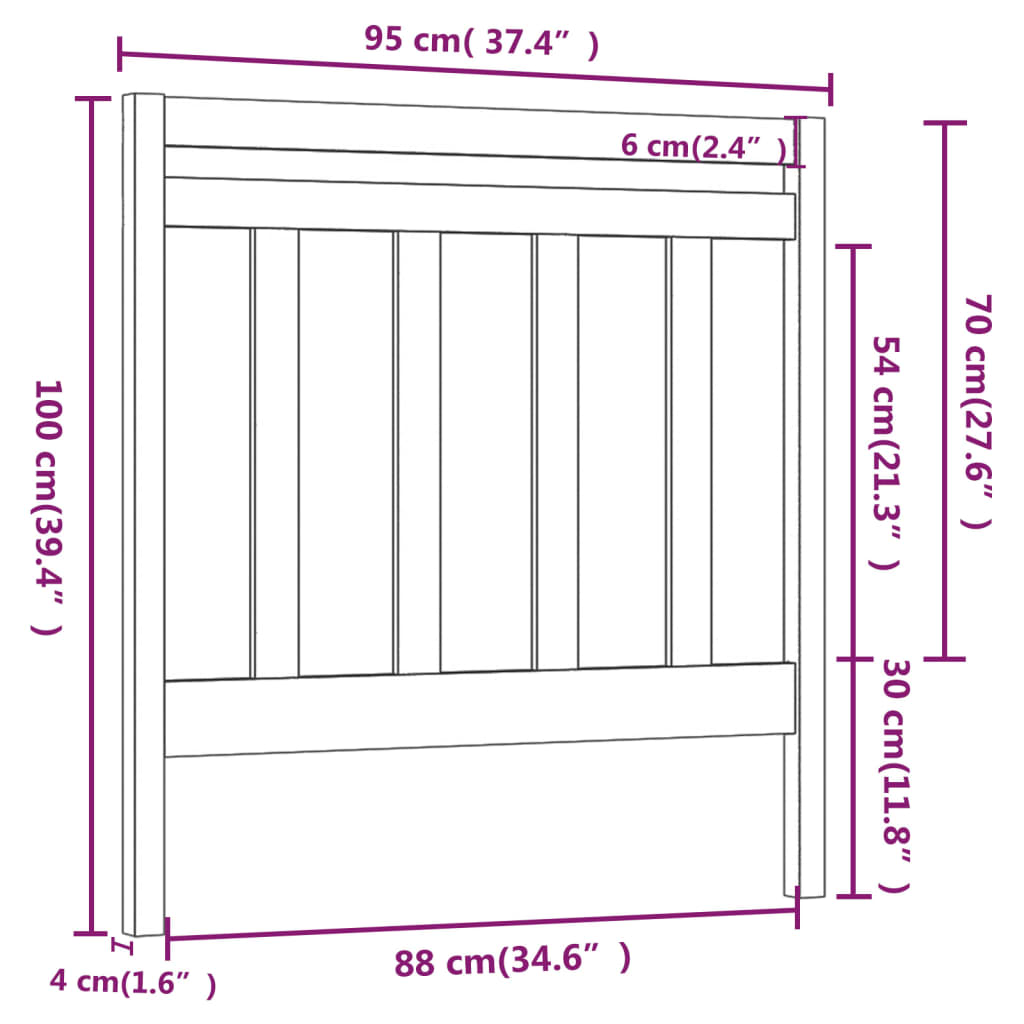 mézbarna tömör fenyőfa ágyfejtámla 95 x 4 x 100 cm