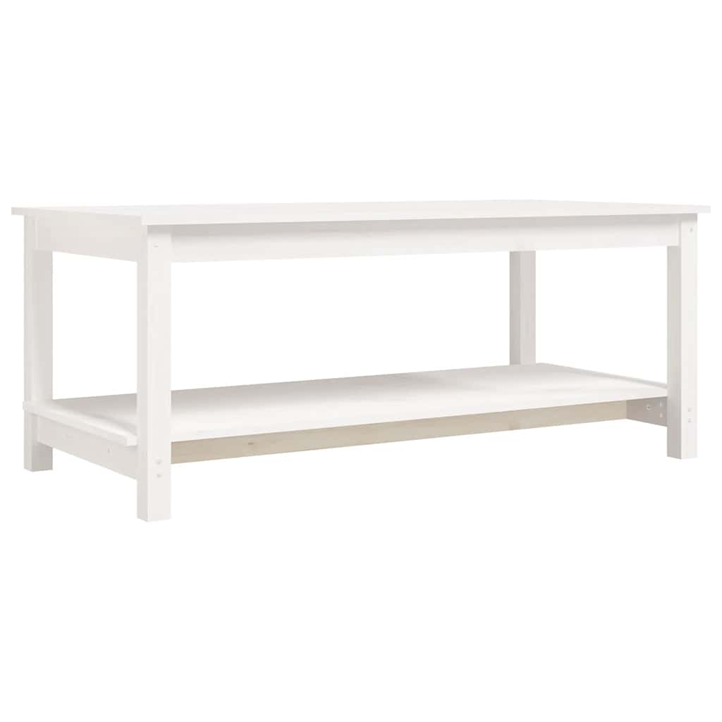 fehér tömör fenyőfa dohányzóasztal 110 x 55 x 45 cm