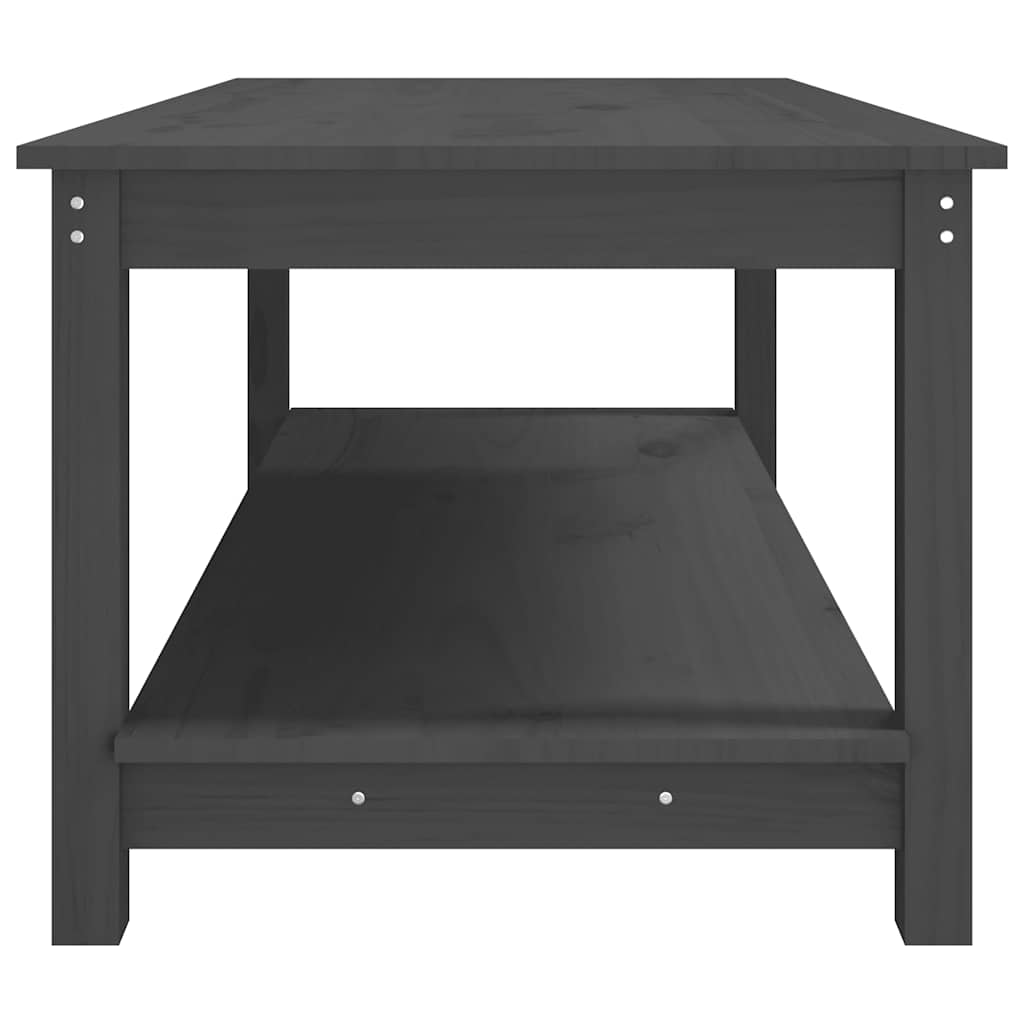 szürke tömör fenyőfa dohányzóasztal 110 x 55 x 45 cm