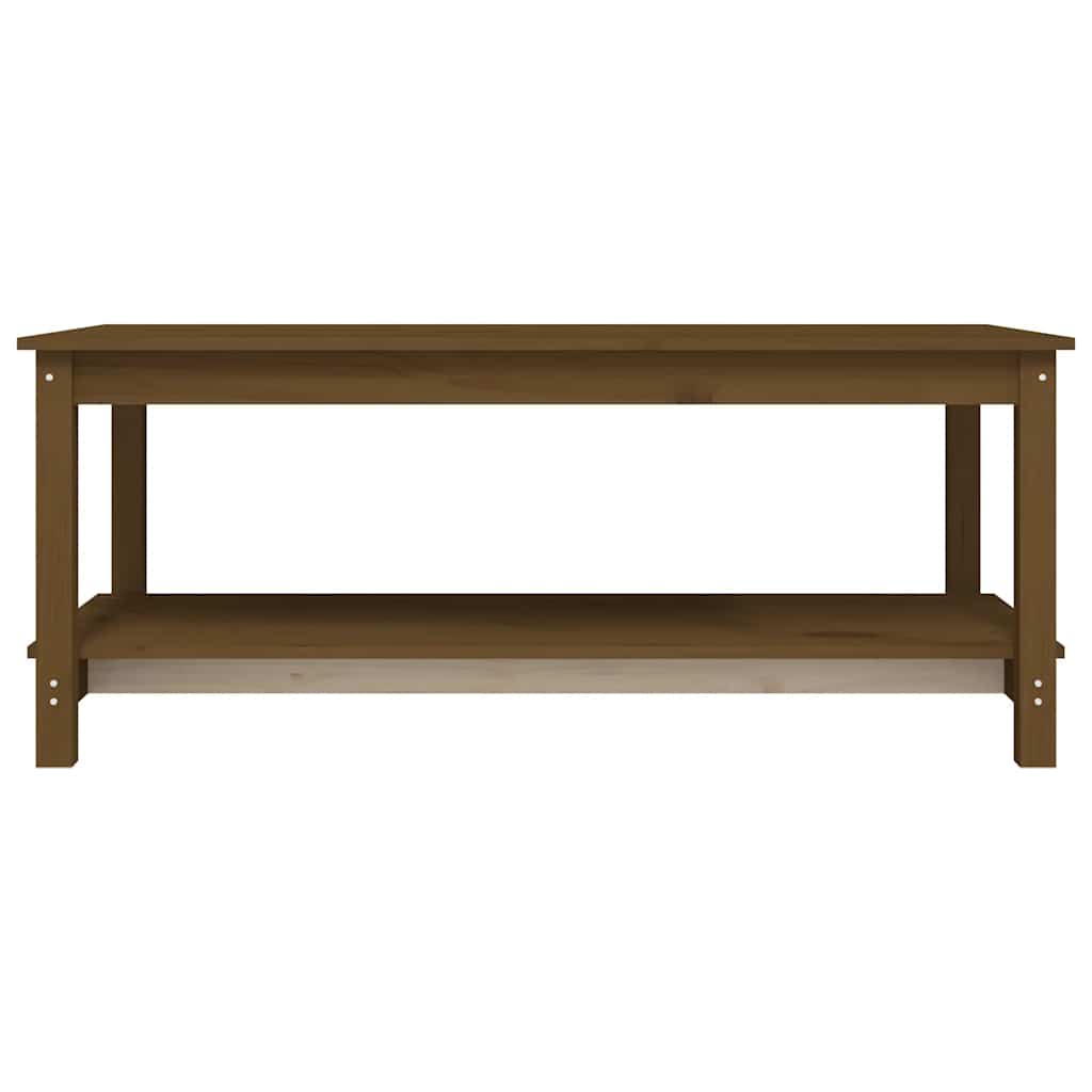 mézbarna tömör fenyőfa dohányzóasztal 110 x 55 x 45 cm