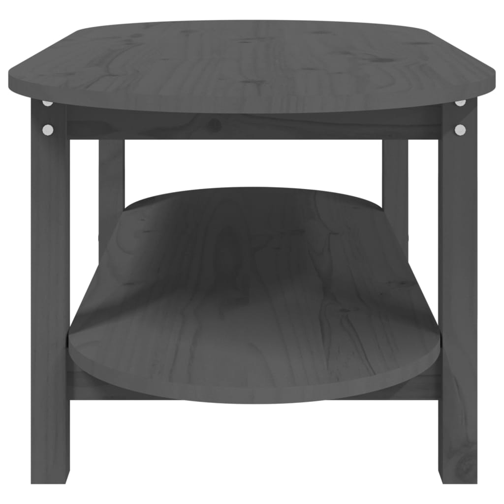 szürke tömör fenyőfa dohányzóasztal 110 x 55 x 45 cm