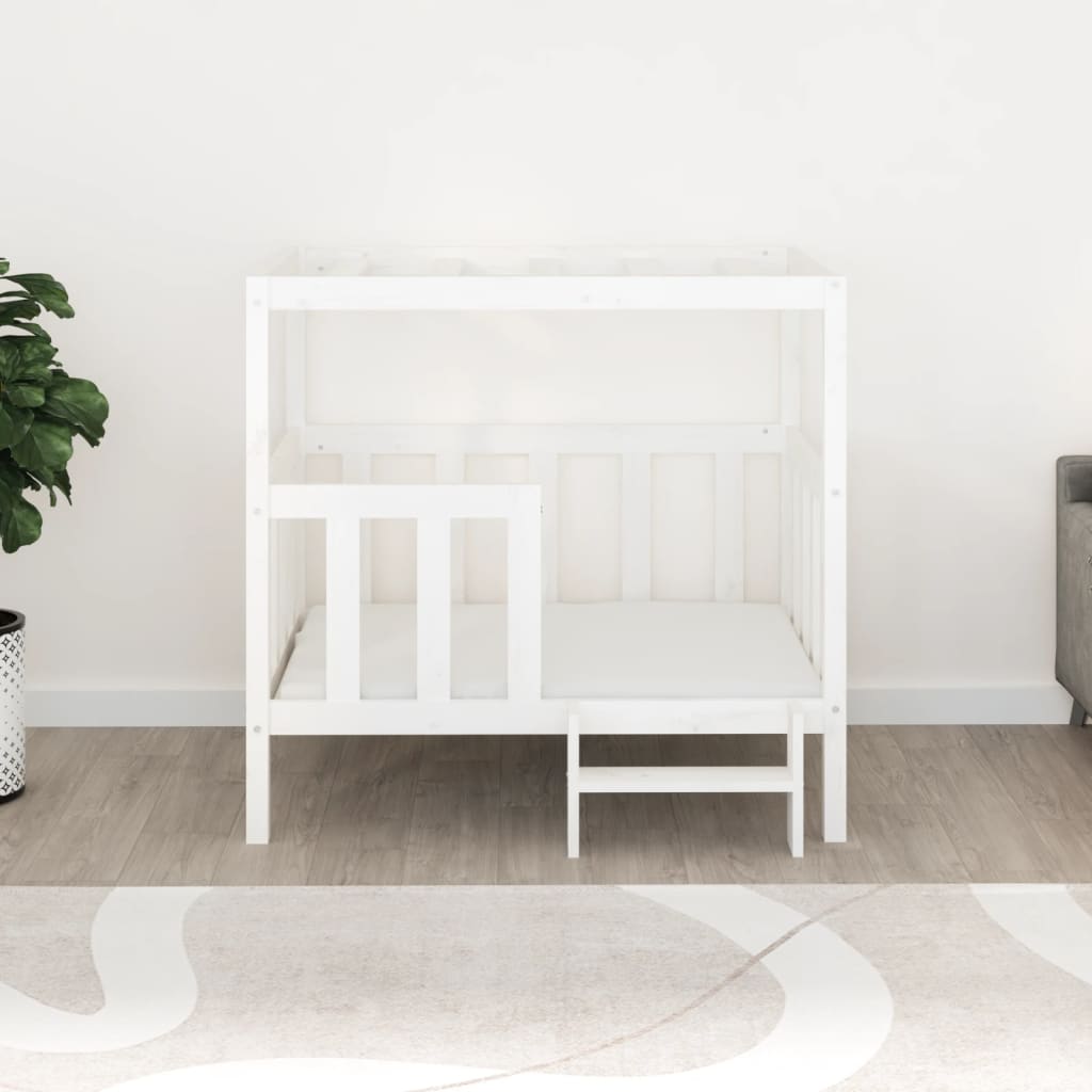 fehér tömör fenyőfa kutyaágy 105,5x83,5x100 cm