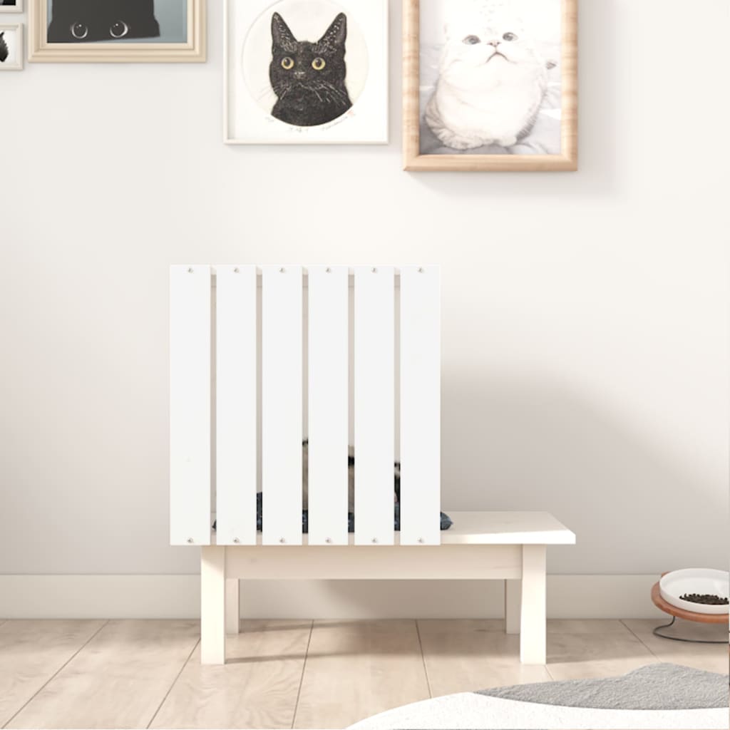 tömör fenyőfa macskaház fehér 60 x 36 x 60 cm