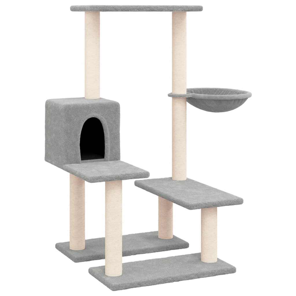 világosszürke macskabútor szizál kaparófákkal 94,5 cm