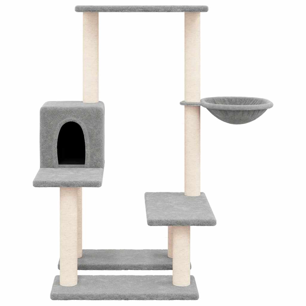 világosszürke macskabútor szizál kaparófákkal 94,5 cm